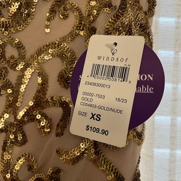 BRAND NEW Windsor formal gold sequin dress - Picture 2 of 14